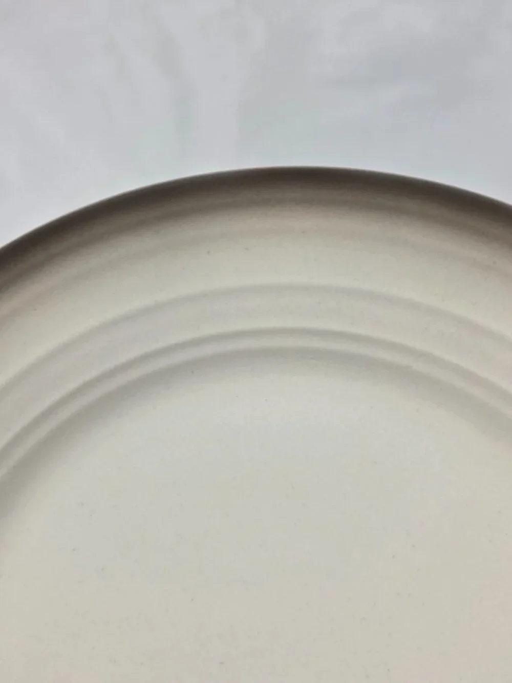 Mikasa Swirl Ombre Mocha Salad Plate White with Mocha Border Embossed Rings